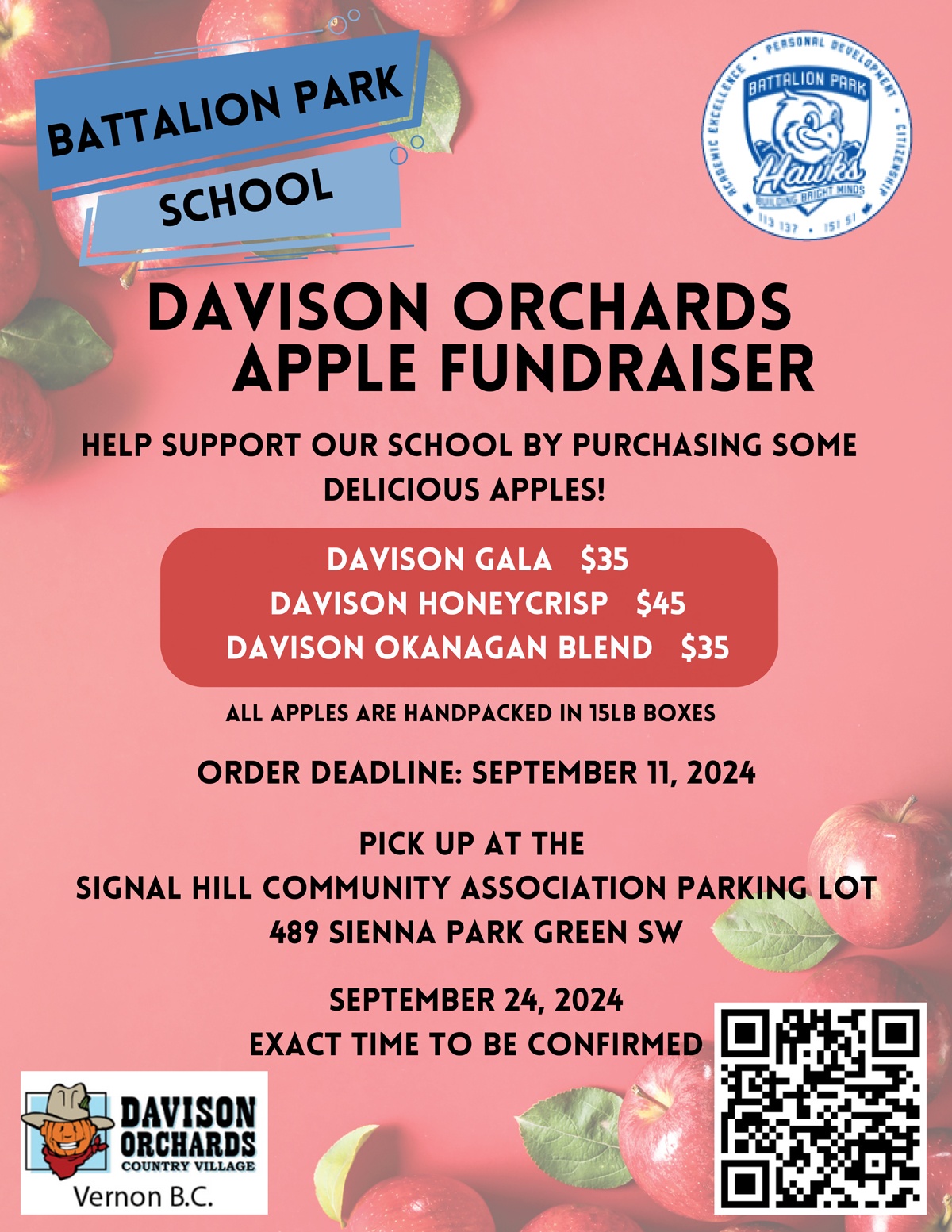 Battalion Park Apple Fundraiser Flyer